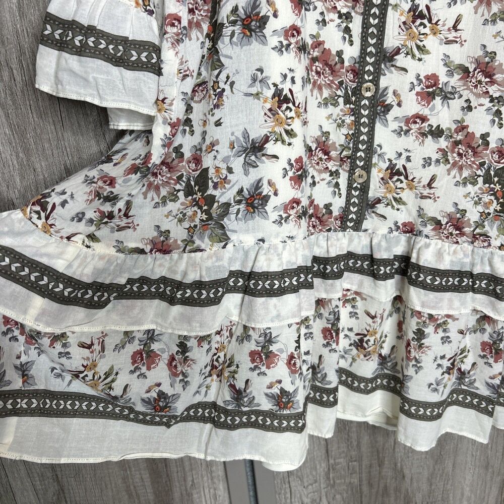 Max Studio Dress Size L Floral Romantic Cottagecore Ruffle Hem Knee Length - Picture 5 of 9